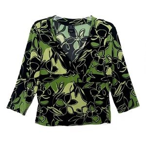 INC International Concepts Green Floral Blouse
